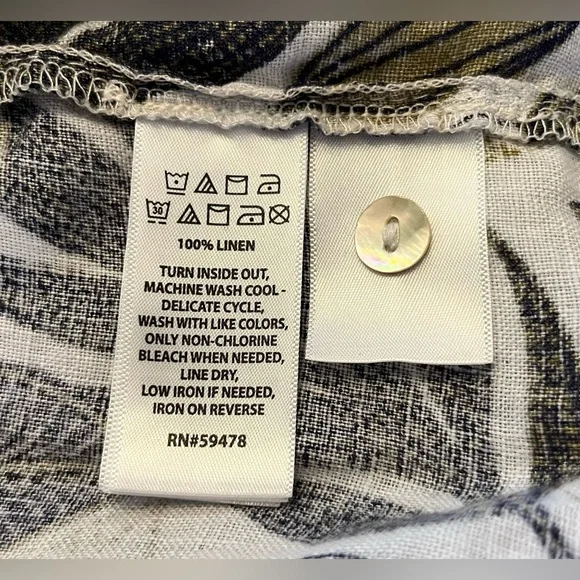 Tahari Airy Linen Shirt Women 2X Lagenlook Coastal Resort Cruise Botanical - Picture 11 of 16